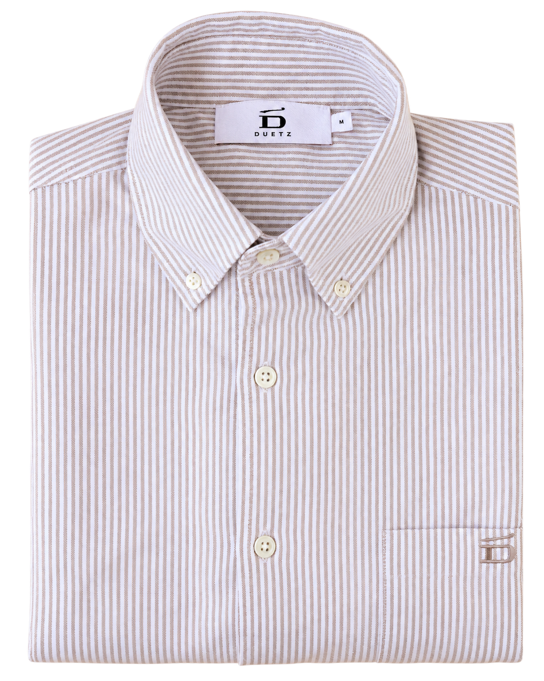 DUETZ Pinstripe Oxford Shirt in Hellbraun